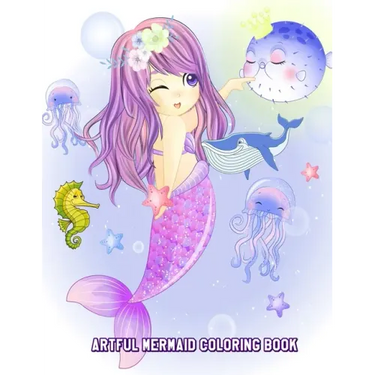 Artful Mermaid Coloring Book: Cute Mermaids Designs and Patterns, Fun Early Learning for Kids Ages 4-8