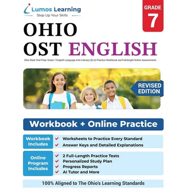Ohio State Test Prep: Grade 7 English Language Arts Literacy (ELA) Practice Workbook and Full-length Online Assessments: OST Study Guide