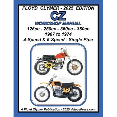 CZ 125cc - 250cc - 360cc - 380cc WORKSHOP MANUAL 1967-1974 SINGLE EXHAUST