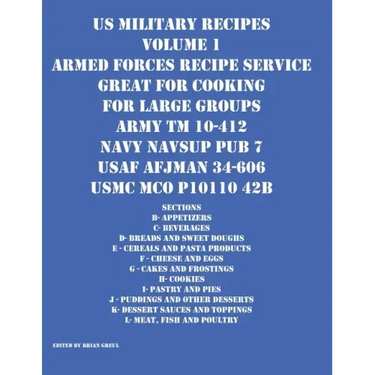 US Military Recipes Volume 1 Armed Forces Recipe Service Great for Cooking for Large Groups