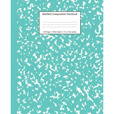 Marbled Composition Notebook: Turquoise Marble Wide Ruled Paper Subject Book