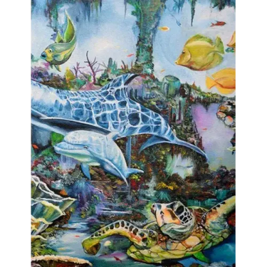 Under The Sea: Fishes, Turtle, Seaweed, Artwork, Painting, Story book,