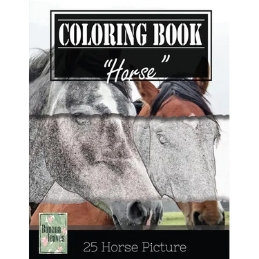 Horse Sketch Gray Scale Photo Adult Coloring Book, Mind Relaxation Stress Relief: Just added color to release your stress and power brain and mind, co