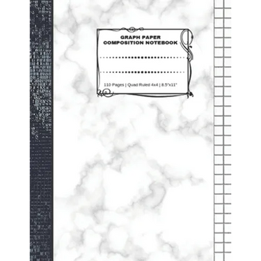 Graph Paper Composition Notebook: 110 Pages - Quad Ruled 4x4 - 8.5" x 11" Marble Large Notebook with Grid Paper - Math Notebook For Students