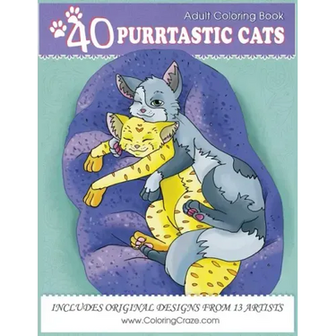 Adult Coloring Book: 40 Purrtastic Cats, Stress Relieving Coloring Pages For Adults By ColoringCraze
