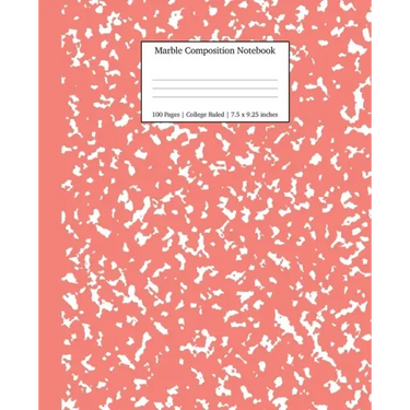 Marble Composition Notebook College Ruled: Coral Pink Marble Notebooks, School Supplies, Notebooks for School