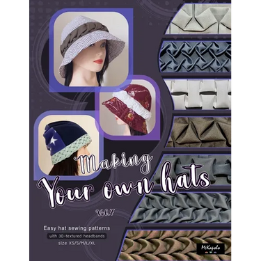 Making your own hats vol.7: Easy bell-shaped hat and beanie sewing patterns size XS/S/M/L/XL, with 3D hand-smocking headbands