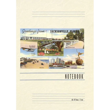 Vintage Lined Notebook Greetings from Jacksonville, Florida