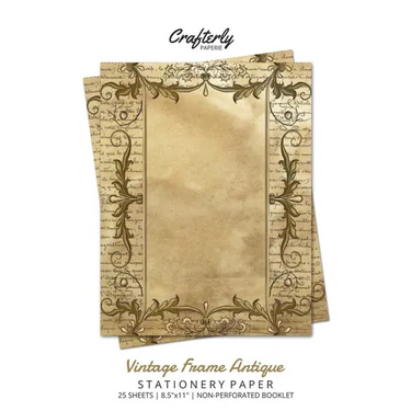 Vintage Frame Antique Stationery Paper: Antique Letter Writing Paper for Home, Office, 25 Sheets (Border Paper Design)