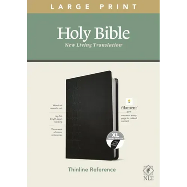 NLT Large Print Thinline Reference Bible, Filament Enabled Edition (Red Letter, Leatherlike, Black, Indexed)