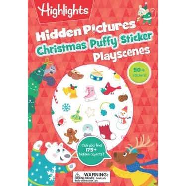 Christmas Hidden Pictures Puffy Sticker Playscenes: Christmas Stocking Stuffer for Kids 3-6, Activity Book with Christmas Puzzles, Stickers, Mazes and