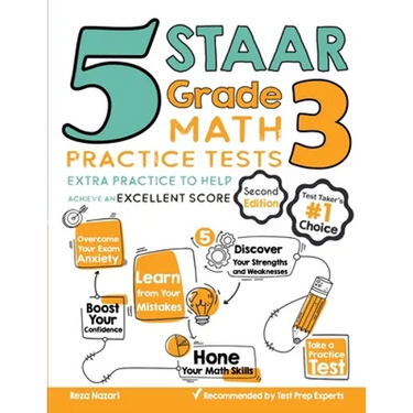 5 STAAR Grade 3 Math Practice Tests: Extra Practice to Help Achieve an Excellent Score