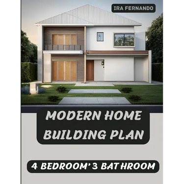 Modern Home Building Plan: 4 Bedroom, 3 Bathroom with Garage and CAD File: Customizable Design and Sustainable Living