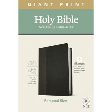 NLT Personal Size Giant Print Bible, Filament Enabled Edition (Red Letter, Leatherlike, Black/Onyx)