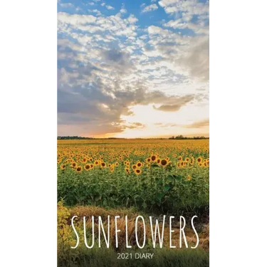 Sunflowers 2021 Diary: Slim Pocket Calendar, Week to View, Monthly Planner, Date Book Notepad with Holidays Contacts Passwords