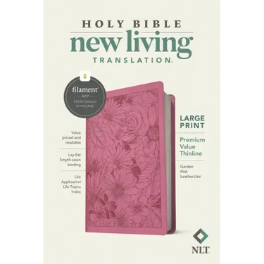 NLT Large Print Premium Value Thinline Bible, Filament Enabled (Leatherlike, Garden Pink)