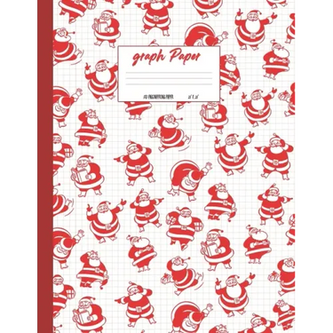 Graph Paper: Vintage Christmas santa theme cover. Large US letter 8.5x11. 5x5 engineering 1/2 inch graphing grid.