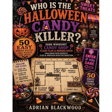 Who Is the Halloween Candy Killer? 50 Easy Murder Mystery Logic Puzzles for Adults: Dark Whodunit Candy Shop Floor Plan & Murder Room Logic Challenges