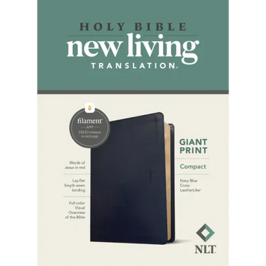 NLT Compact Giant Print Bible, Filament Enabled (Leatherlike, Navy Blue Cross, Red Letter)