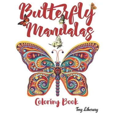 Butterfly Mandalas: Butterflies mandala Coloring Book For Adults - A4 Format - 50 Beautiful Butterfly Designs For Stress Relief.