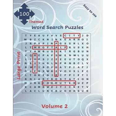 100 Themed Large Print Word Search Puzzles: Easy to See Seek and Find for All Ages with Solutions Volume 2 Big Font Jumbo Brain Games Gift
