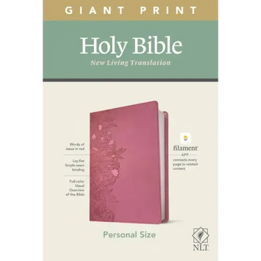 NLT Personal Size Giant Print Bible, Filament Enabled Edition (Red Letter, Leatherlike, Peony Pink)