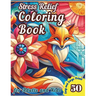 Stress Relief Coloring Book for Adults and Kids: Creative Mosaic Patterns with 50 Easy and Large Prints Featuring Animal, Flower, and Geometric Design