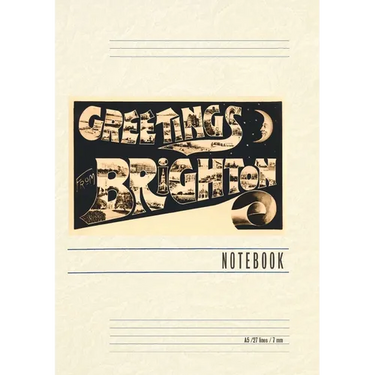 Vintage Lined Notebook Greetings from Brighton, England