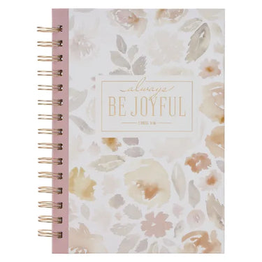 Christian Art Gifts Inspirational Journal, Be Joyful Wide Ruled Notebook, 1 Thess. 5:16 Bible Verse, Dusty Mauve, 192 Lined Pages W/Scripture, (8.4" X