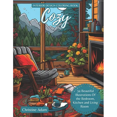 Cozy Interior Design Coloring Book: 34 Beautiful Illustration Of Bedroom, Kitchen And Living Room For Adult