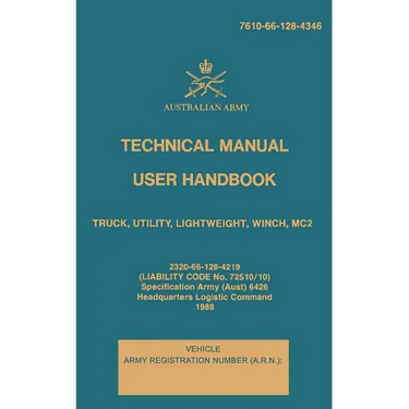 Technical Manual User Handbook Truck, Utility, Lightweight, Winch, MC2: 7610-66-128-4346