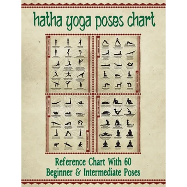 Hatha Yoga Poses Chart: 60 Common Yoga Poses and Their Names - A Reference Guide to Yoga Asanas (Postures) 8.5 x 11" Full-Color 4-Panel Pamphlet