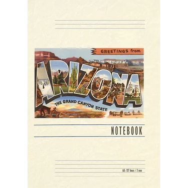 Vintage Lined Notebook Greetings from Arizona, Grand Canyon