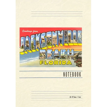 Vintage Lined Notebook Greetings from Jacksonville Beach, Florida