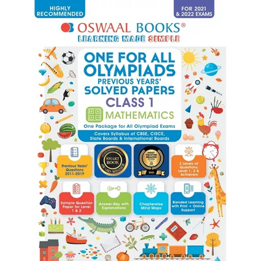 Oswaal One for All Olympiad Previous Years Solved Papers, Class-1 Mathematics Book (For 2021-22 Exam)
