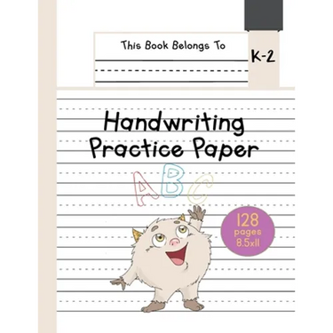 Handwriting Practice Paper K-2: The Little Monster Kindergarten writing paper with dotted lined sheets for ABC and numbers learning for girls 128 page