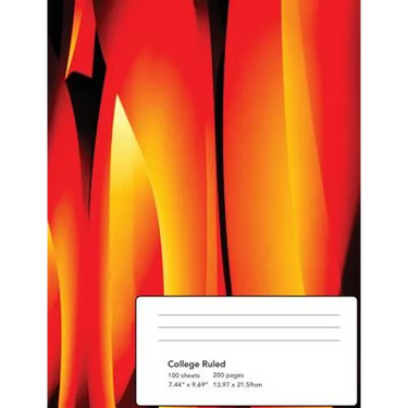 Abstract Flames Composition Notebook: College Ruled 100 Sheets/200 Pages 7.44x9.69