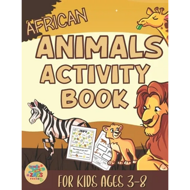 African animals activity book for kids 3-8: African Animals themed gift for kids ages 3 and up