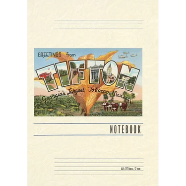 Vintage Lined Notebook Greetings from Tifton
