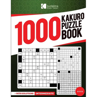Kunlektra Brain Teaser 1000+ 11 x 11 Kakuro Puzzle Book for Adults: Enhance your Memory and Brighten up your Mind with Kakuro Puzzle Book Solution Inc