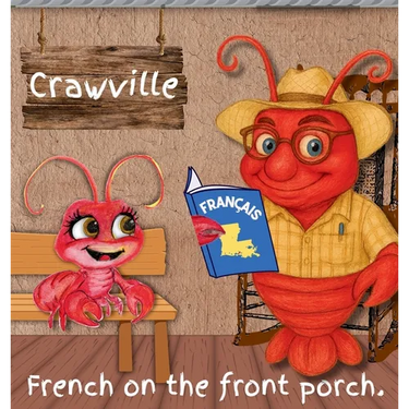 Crawville, French on the front porch.: French lessons on the front porch.