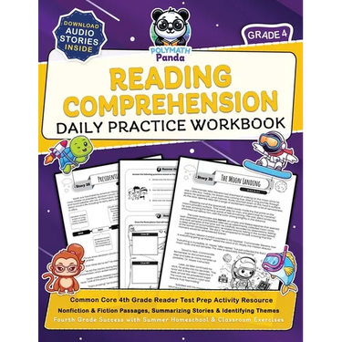 Reading Comprehension Grade 4 Daily Practice Workbook: Common Core 4th Grade Reader Test Prep Activity Resource Nonfiction & Fiction Passages, Summari