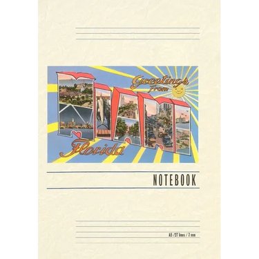 Vintage Lined Notebook Greetings from Miami, Florida