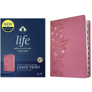 KJV Life Application Study Bible, Third Edition, Large Print (Leatherlike, Peony Pink, Indexed, Red Letter)