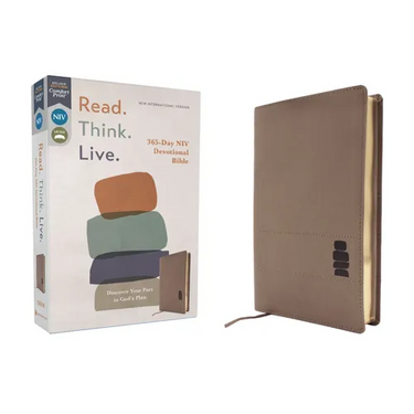 Niv, Read. Think. Live., Leathersoft, Brown, Comfort Print: 365-Day NIV Devotional Bible - Discover Your Part in God's Plan