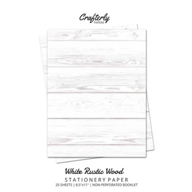 White Rustic Wood Stationery Paper: Cute Letter Writing Paper for Home, Office, Letterhead Design, 25 Sheets