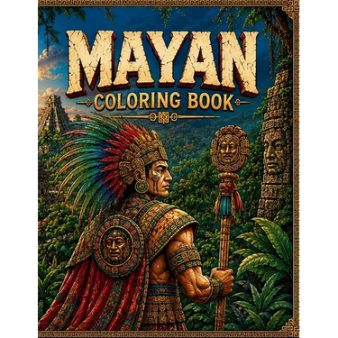 Mayan Art Coloring Book: 50 Pages