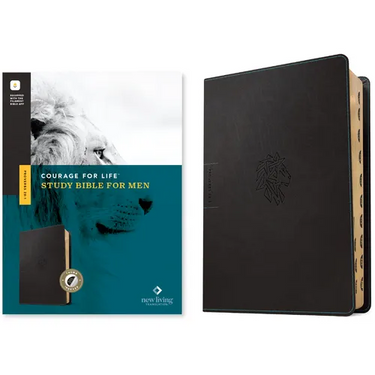 NLT Courage for Life Study Bible for Men, Filament Enabled (Leatherlike, Onyx Lion, Indexed)
