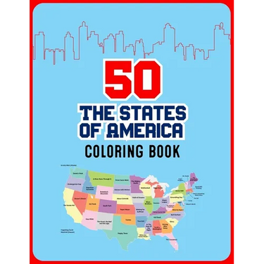 50 The States of America Coloring Book: 50 State Maps with Capitals and Symbols like Motto Bird Mammal Flower Insect Butterfly or Fruit Perfect Easy T