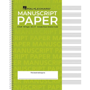 Standard Wirebound Manuscript Paper Green Cover 12 Staves Per Page Music Notation Guide for Composers Students and Musicians Hal Leonard Spiral-Bound